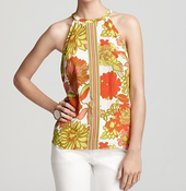 Image of Trina Turk Saskia Silk Mums Print Halter SZ P & S NEW