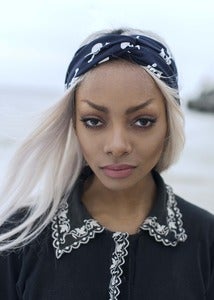 Image of Navy and White Skull Fabric Hair Turban Headband Turband Headband