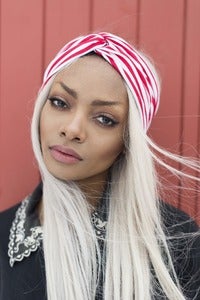 Image of Red and White Stripe Stripy Hair Turban Headband Turband Headband