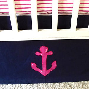 Image of Custom Crib Skirt with Anchor Applique