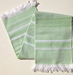 Image of Green with white Table Set