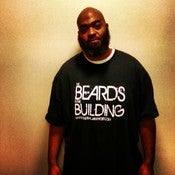 Image of BEARDS IN THE BUILDING T-SHIRT BLACK WITH WHITE PRINT