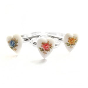 Image of Tiny Vintage Tea Rose Heart Ring 