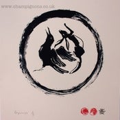 Image of Beginnings. Crow Hare circle original art screenprint.
