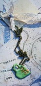 Image of Green Enamel Green Teacup Necklace