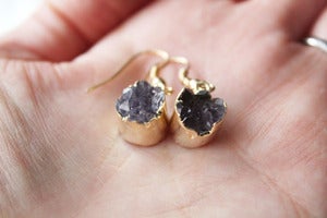Image of NEW IN! TWINKLE Semi-Precious Amethyst Dropper Earrings.