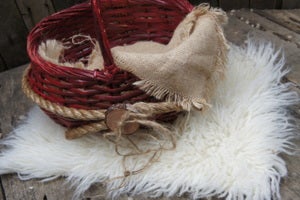 Image of Vintage Red Basket w/ Barn Rope and Log Button (Comes with a Flokati Layering Set!)