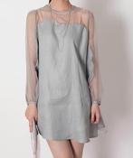 Image of Taylor Organza Sleeve Tunic Dress -Mercury