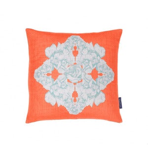 Image of Hand-illustrated Cushion | Rose Windrose - Flamingo...
