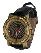 Image of Tiger Stripe Gold Overlay Diamond King Iced Out Watch w/Extra Band