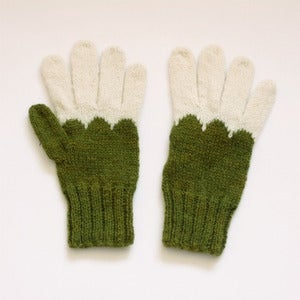 Image of Granliden Mittens: Birch Leaf & Indigo/Dark green