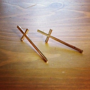 Image of long cross earrings