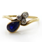 Image of Antique Victorian 18 Carat Gold Sapphire & Diamond Ring