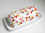 Image of Japanese Lantern Flower - Hand Painted Porcelain Butter Dish