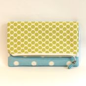 Image of foldover clutch - light blue and green
