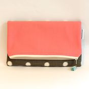 Image of foldover clutch - bark and coral