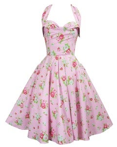 Image of Floral Halter Fifties Summer Dress MADE TO ORDER
