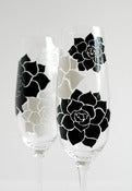 Image of Succulent Stone Rose Champagne Flutes - Set of 2 Toasting Flutes