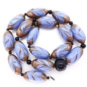 Vintage Art Deco Venetian Lilac Blue Aventurine Glass Bead Necklace