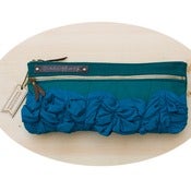 Image of tough ruffles double zip clutch in jade