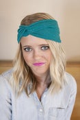 Image of teal green turban with silver dots