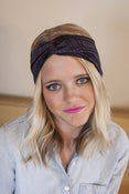 Image of purple and black plaid turban