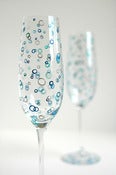 Image of Ocean Bubbles Personalized Champagne Flutes - 2 Hand Painted Wedding Toasting Flutes