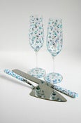 Image of Ocean Bubbles Cake Cutters and Personalized Champagne Flutes