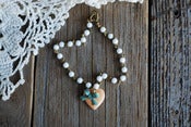 Image of Peach Heart And Mint Bow Bracelet 