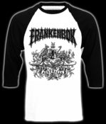 Image of RAGLAN 3/4 BASEBALL SLEEVE TEE - BRUTAL COAT OF ARMS (Black/White)