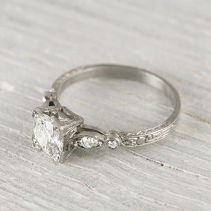 Image of .99 Carat Old European Cut Diamond Engagement Ring