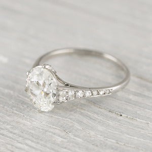 Image of 1.82 Carat Vintage Cushion Cut Engagement Ring