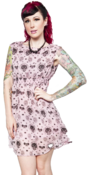 Image of Sourpuss 'Hey Kitten' Dress Rose Pink