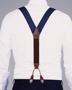 Image of Birdseye Fabric Braces Navy/Tan.