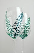 Image of Maidenhair Fern Wine Glasses - Set of 2 Hand Painted Fern Glasses