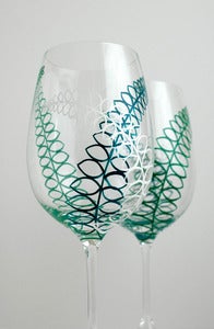 Image of Maidenhair Fern Wine Glasses - Set of 2 Hand Painted Fern Glasses