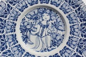 Image of Vintage Bjorn Winnblad blue & white Nymolle decorated plate/charger Denmark 1960/70s