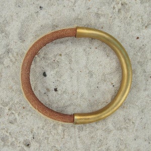 Image of Brass/Hide Halfsie Bracelet