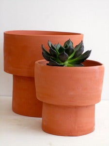 Image of a set of terracotta flowerpots