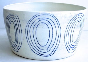 Image of large blue and white porcelain circle bowl
