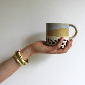 Image of Mustard and Blue Mark Mug