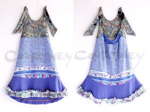 Image of COURTNEYCOURTNEY ¾ halter/blues/floral/lilac/ruffles 
