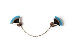 Image of Japanese fan collar brooches – Turquoise 