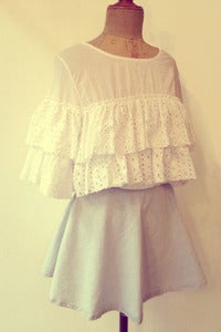 Image of eyelet ruffle cotton crop top 