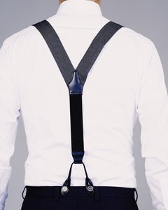 Image of Birdseye Fabric Braces Grey/Black