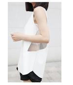 Image of Lumier Leather Mesh Top -White
