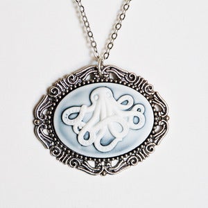 Image of Octopus Cameo Necklace - Silver