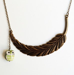 Image of Leaf & Owl Necklace