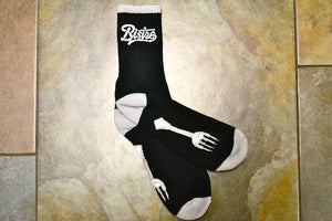 Image of Bistro Script Logo Socks "Black/Grey" 