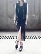 Image of Chelsea Asymmetric Jersey Maxi Skirt - Black